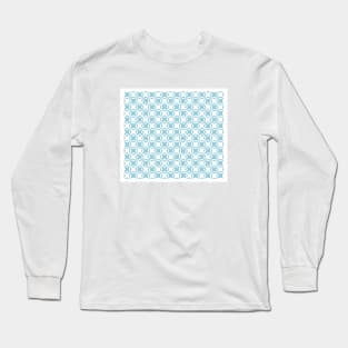 Modern Blue Scandinavian Checkered Pattern Long Sleeve T-Shirt